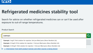 NHS New Tool: Refrigerated Medicines Stability Checker