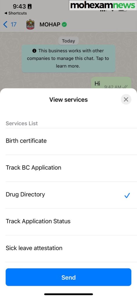 moh uae medicine directory on whatsapp